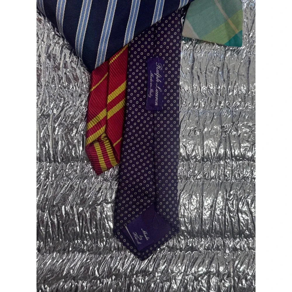 Lot of 4 Mens Ties Ralph Lauren Brooks Brothers 346 Original Penguin Silk Plaid